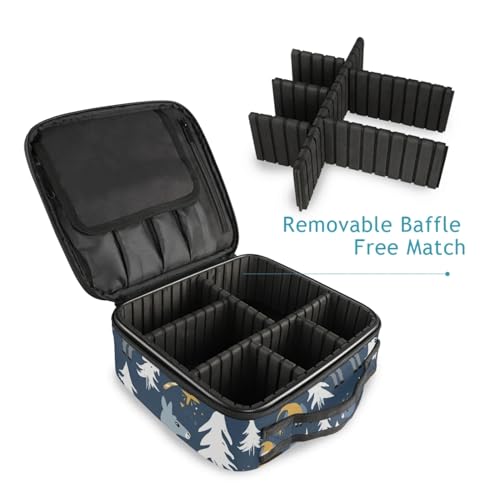 Makeup Cosmetic Storage Case with Adjustable Compartment (Lama Midnight)