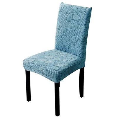 Elastic Jacquard Chair Cover (Flower Blue)