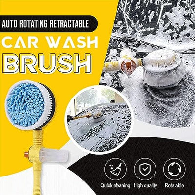 Auto Rotating Retractable Car Wash Brush, (Yellow)