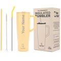 1200ML Custom Name Tumbler with Handle & 2 Straw Flip Lid (Non-Returnable & Non-Replaceable)
