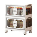 2 Layer Storage Box Wardrobe with Wheels (45cm, White)