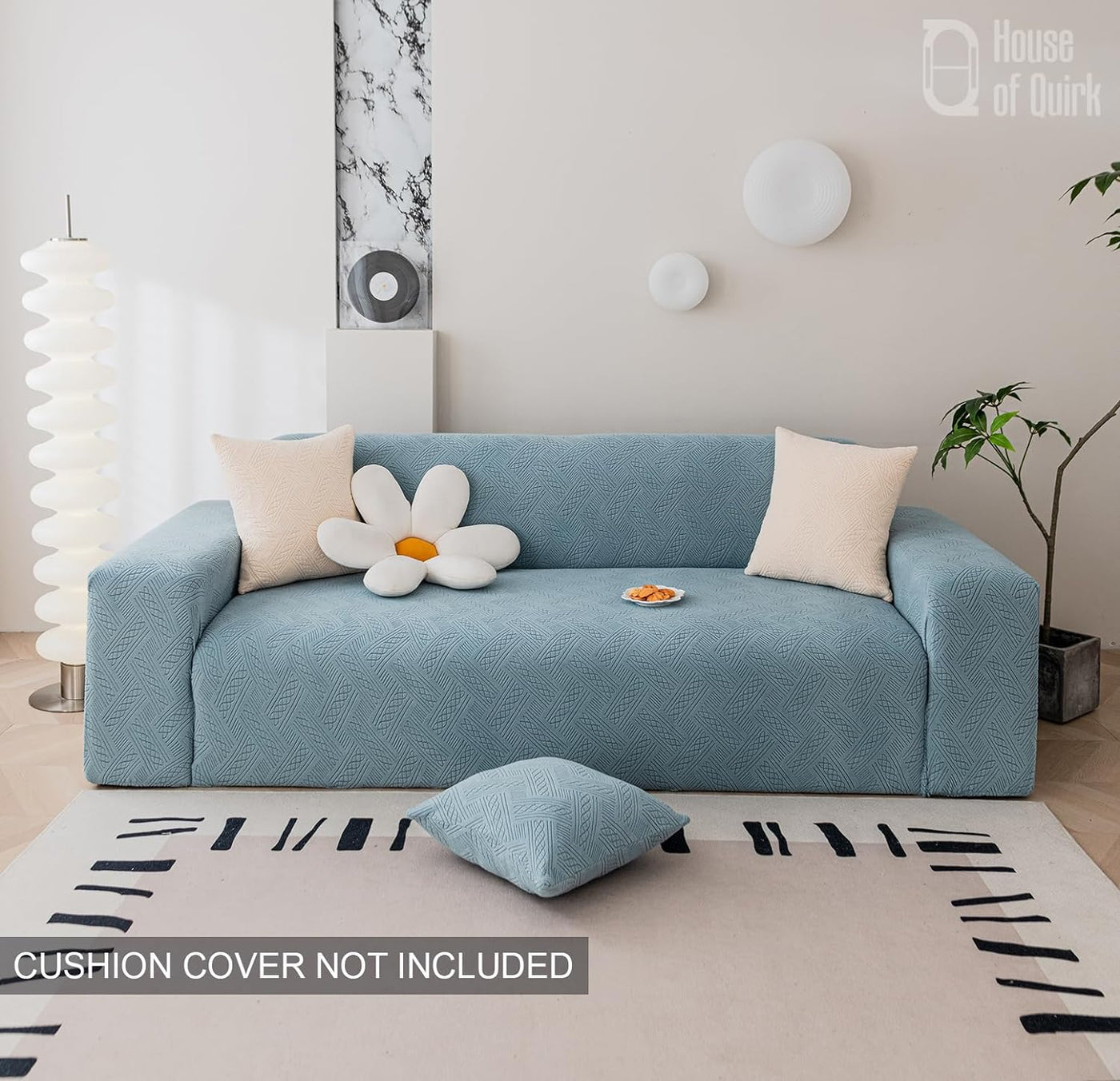 Universal Jacquard Fabric Sofa Cover- Light Blue