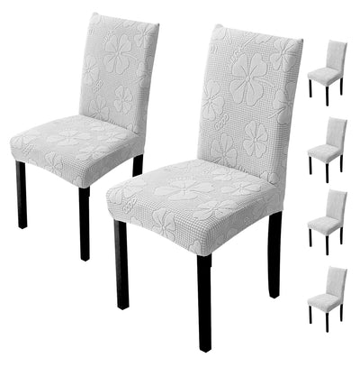 Elastic Jacquard Chair Cover (Flower Light Grey)