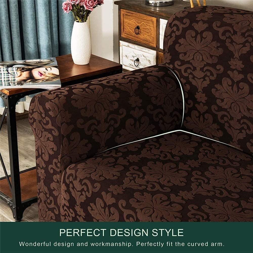 Jacquard Damask Sofa Slipcovers (Brown)