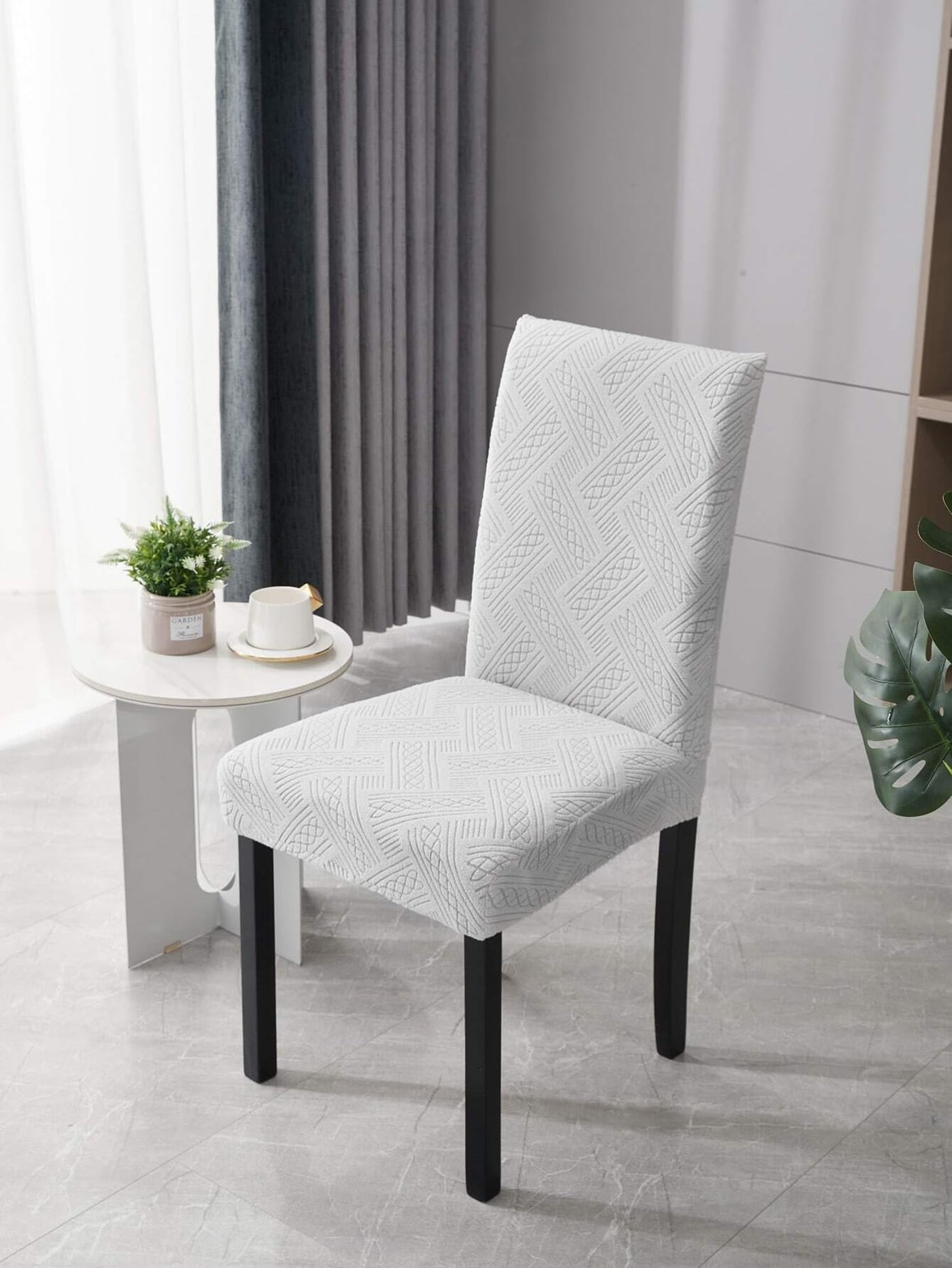 Elastic Jacquard Chair Cover (Pattern Light Grey)