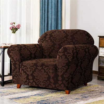 Jacquard Damask Sofa Slipcovers (Brown)