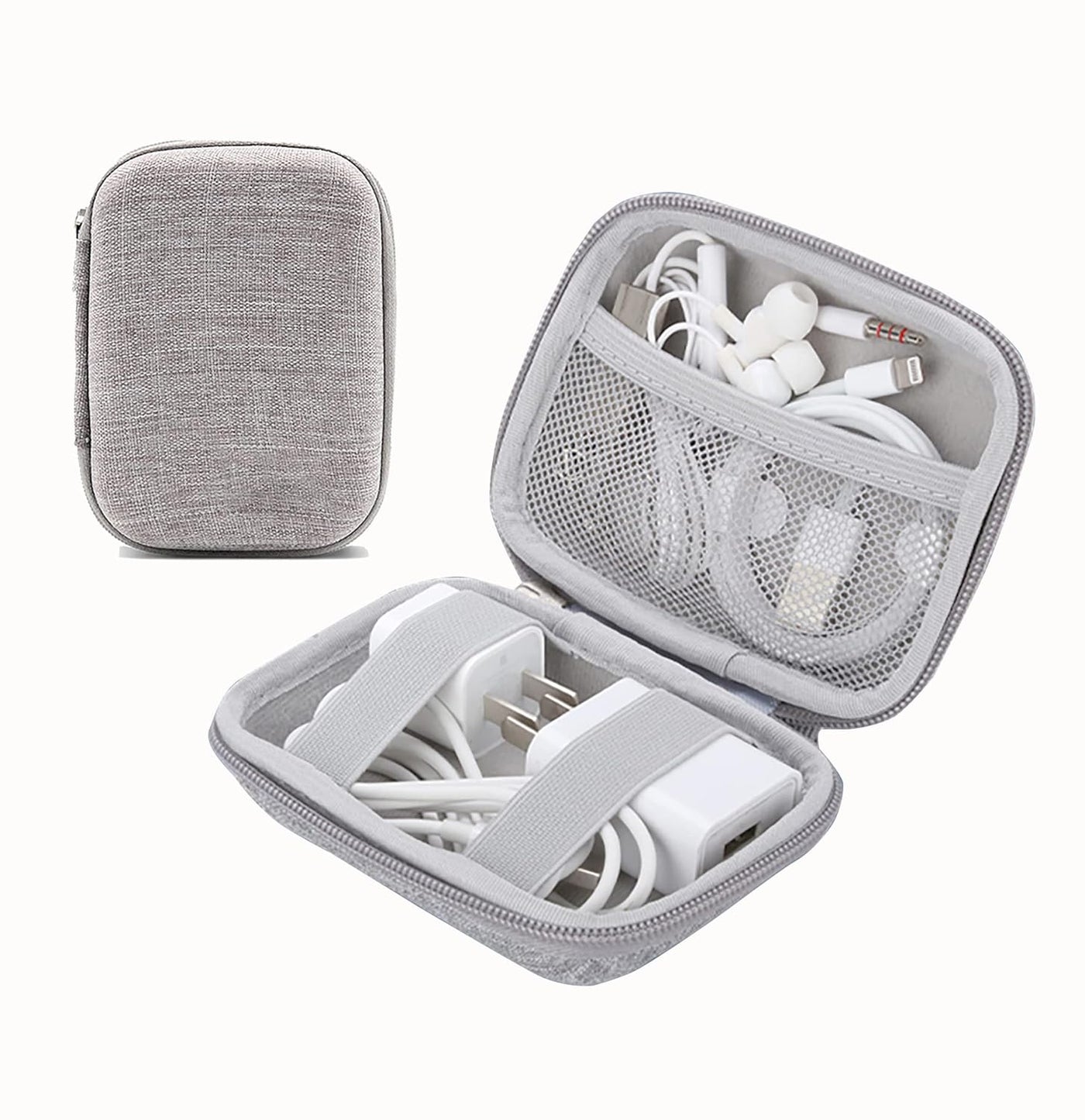 Portable Tech Organizer for Cable, Cord, Adapter, Key Earphone (Grey, Polyester)