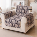 Quilted Printed Sofa Cover for Indian Sofa Set – Washable (Black Motif)