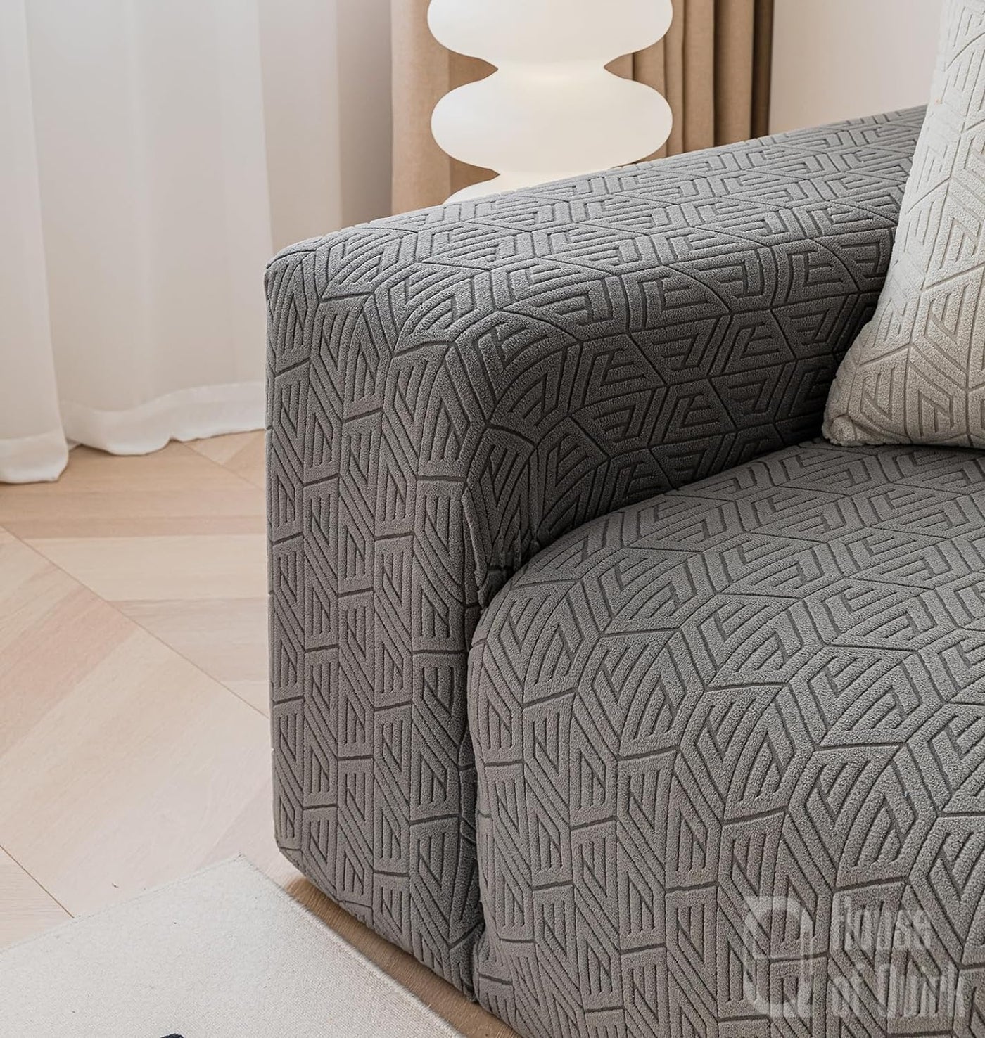 Universal Jacquard Grain Texture Fabric Sofa-Charcoal