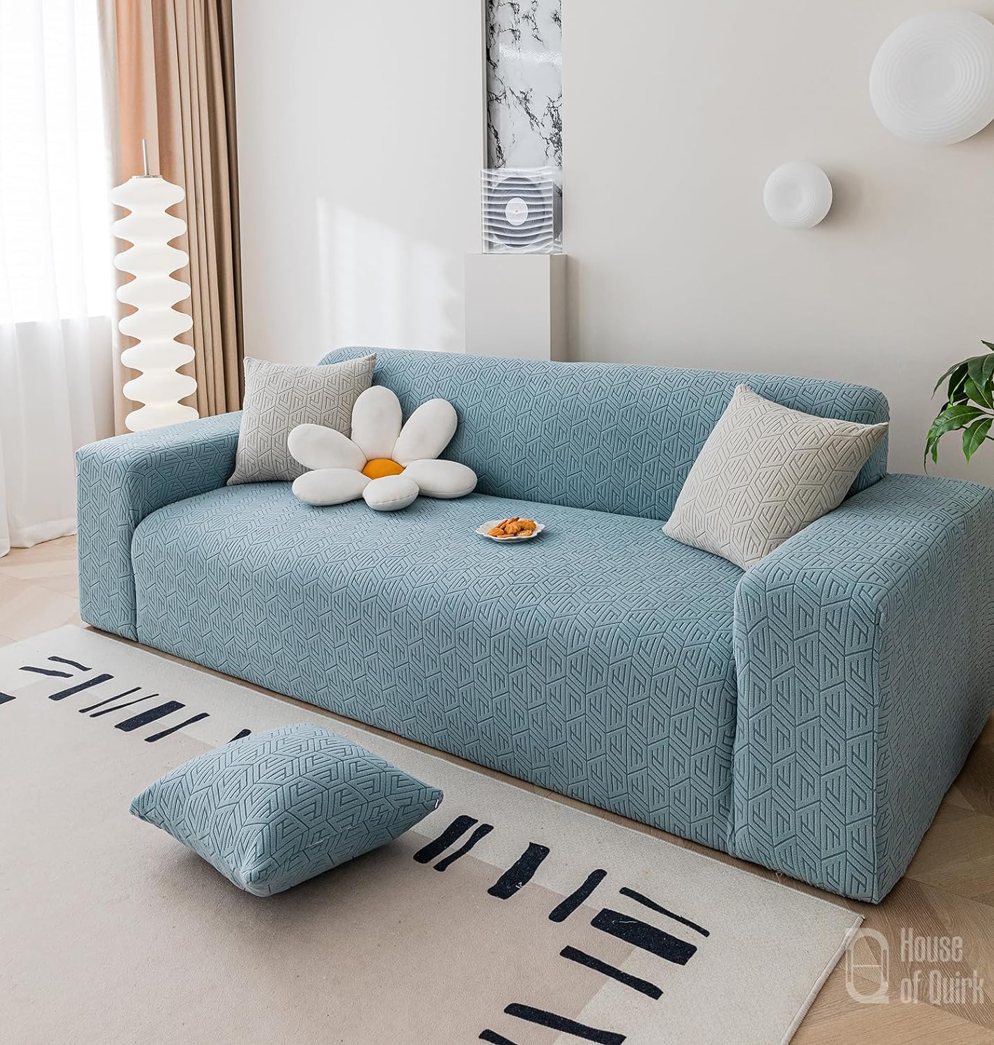 Universal Jacquard Grain Texture Fabric Sofa-Light Blue – House of