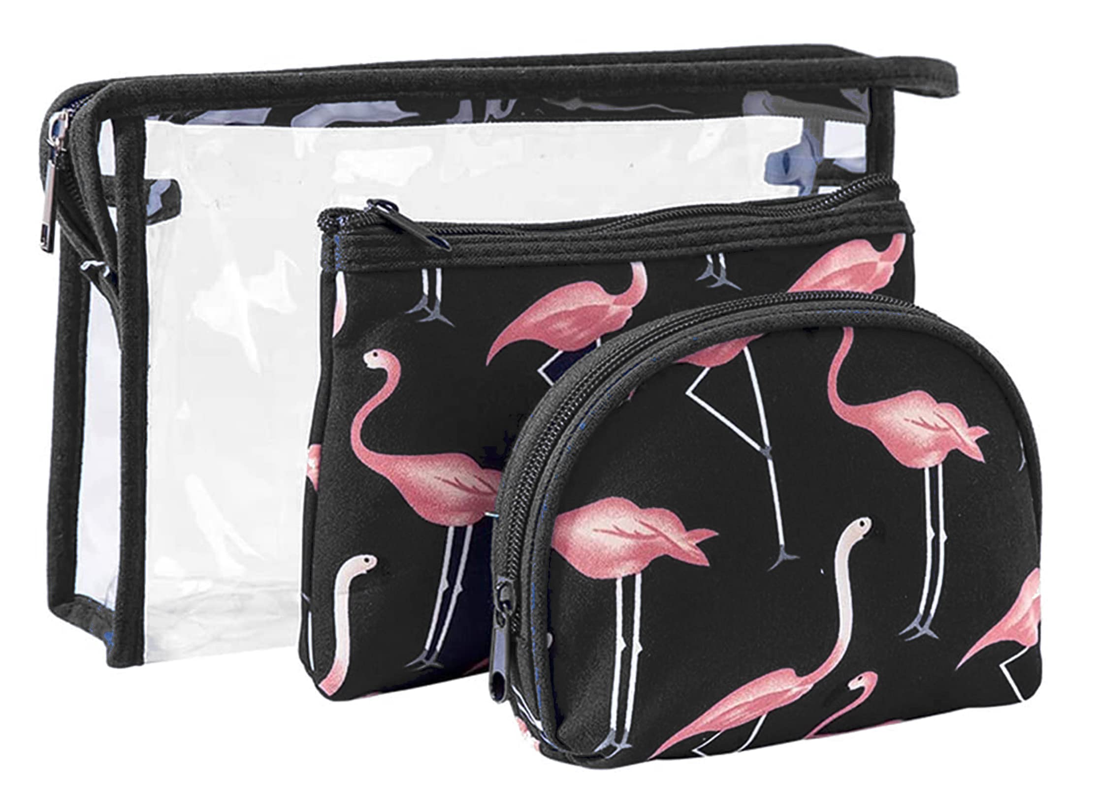 Flamingo Makeup Bag Set for Women Portable Different Sizes