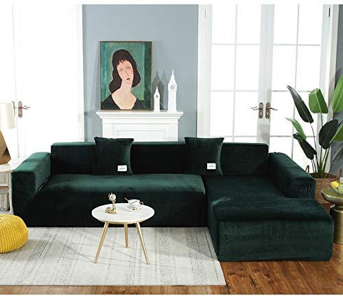 Velvet Sofa Slipcover - Dark Green