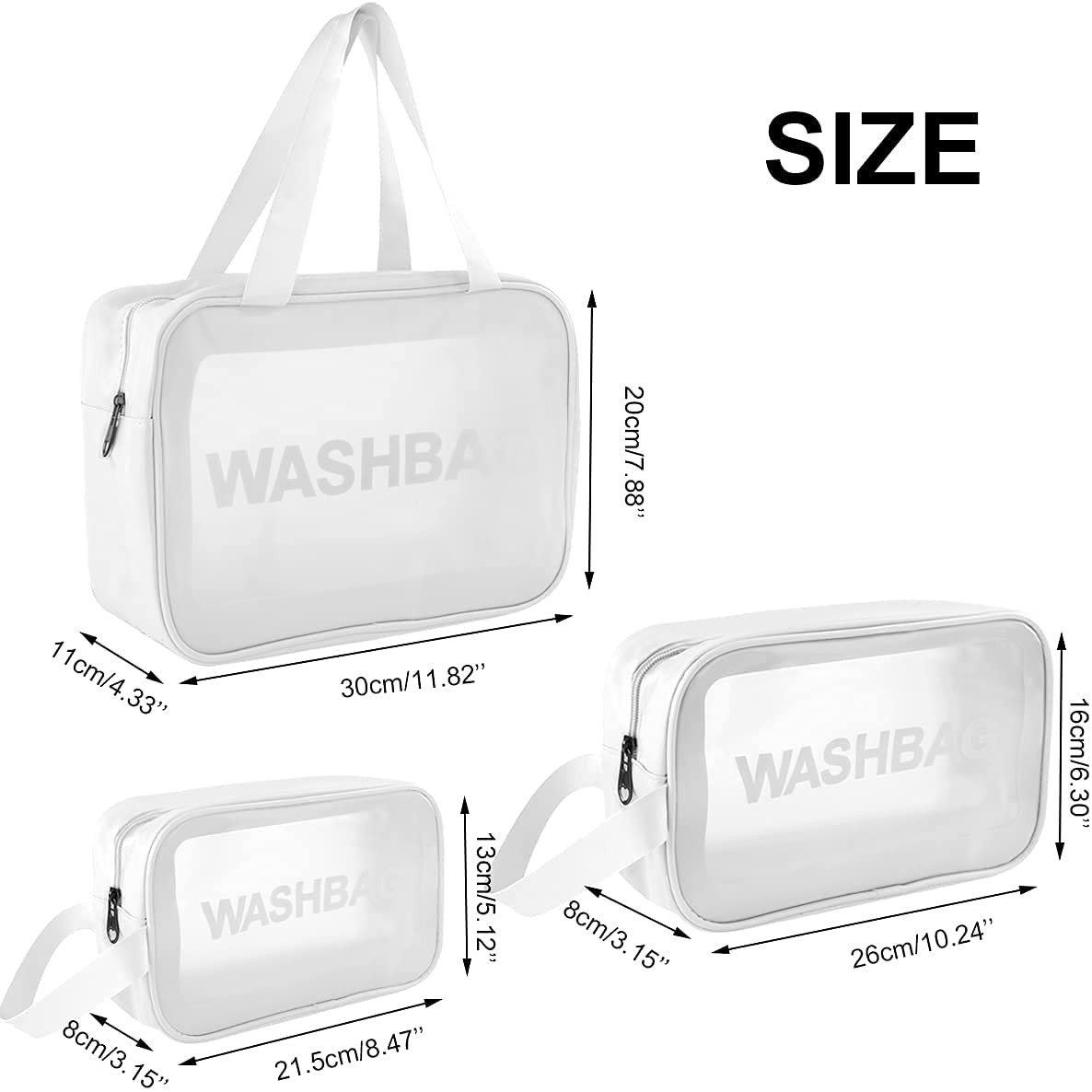 Set of 3 Clear Toiletry Bag Make up Bag