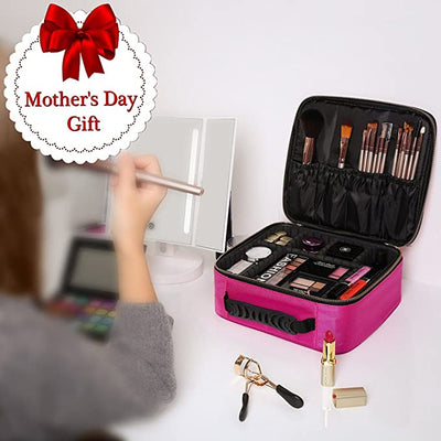 Cosmetic Storage Case with Adjustable Compartment (Pink)