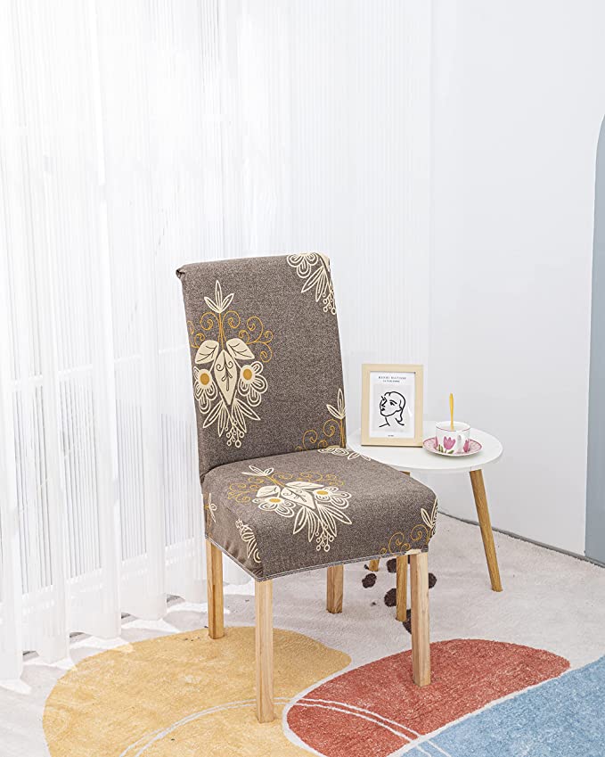 Printed Chair Cover Beige Brocade – House of quirk