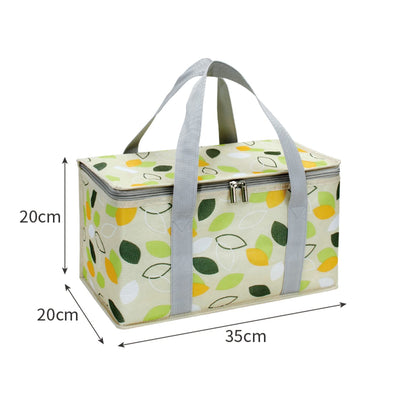 Large-Capacity Portable Outdoor Thermal Picnic Lunch Bag - Yellow Multi Leaf