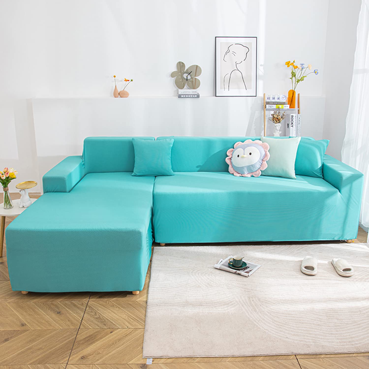 Universal Sofa Slipcover with Cushion Cover-Turquoise – House of