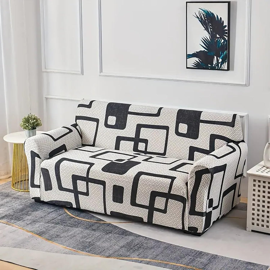 Universal Sofa Couch Cover 140 GSM Sofa Slipcover (Black/White Musk)