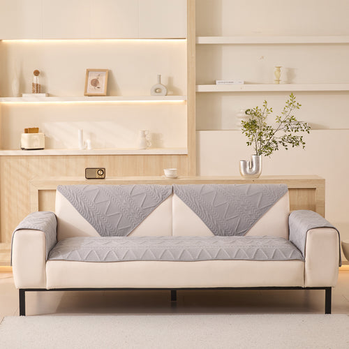 Sofa Covers Mat Cotton Quilted Fabric 1/2/3/4/5 Seater (Grey)