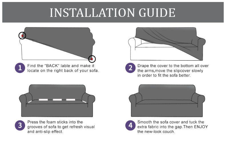 Jacquard Damask Sofa Slipcovers (Grey)