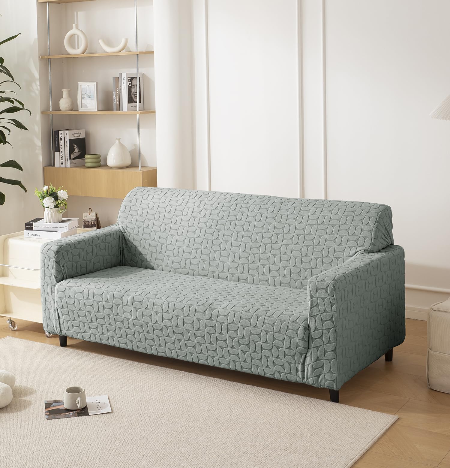 Universal Jacquard Fabric Texture Sofa Cover 220 GSM (STONE)