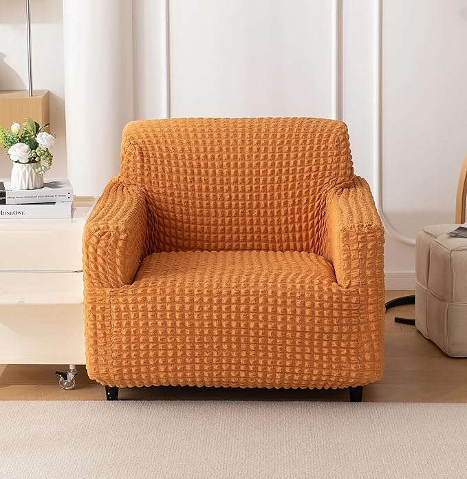 Stretch 280 GSM Turkish Bubble Sofa Slipcover (RUST)