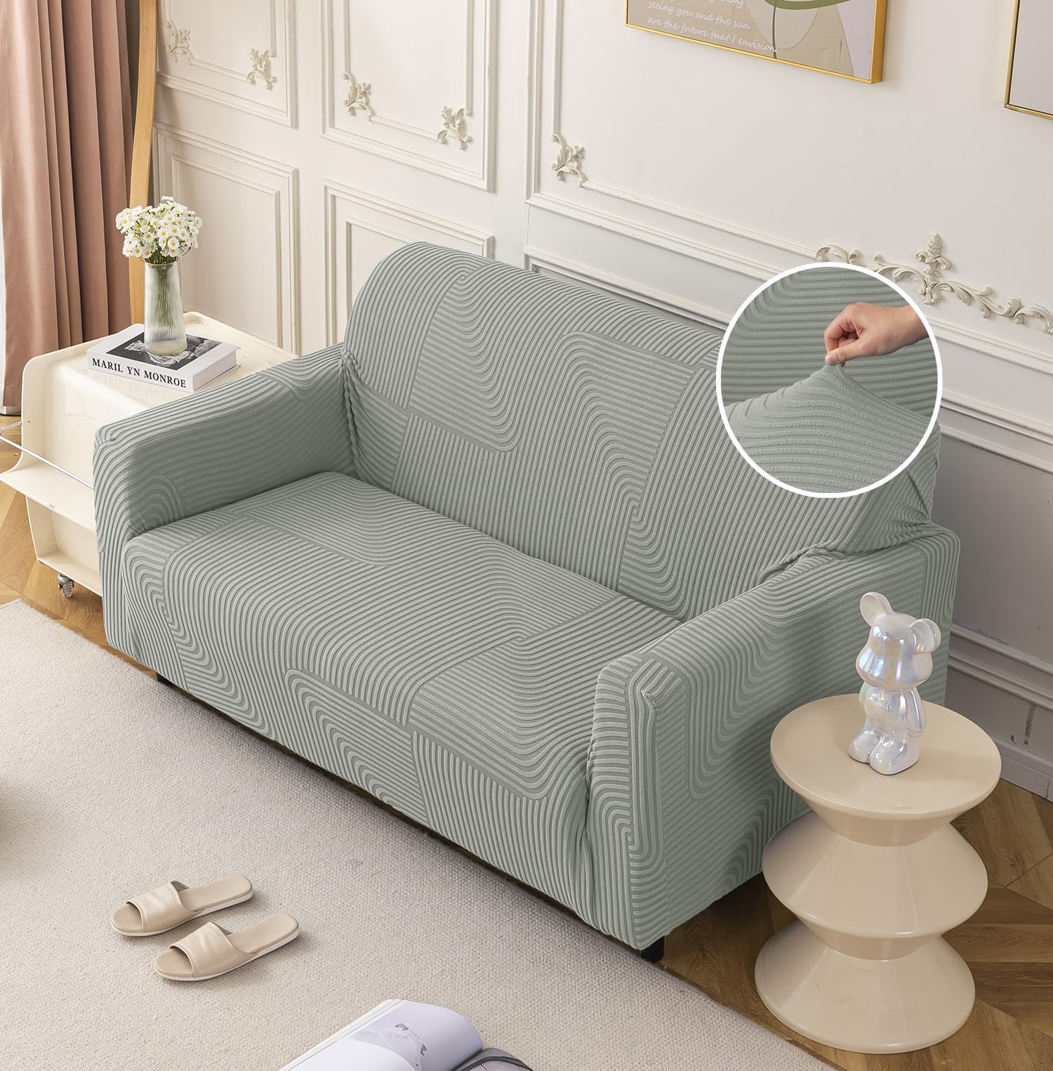 Universal Jacquard Thickened Fabric Sofa Cover (Light Grey)
