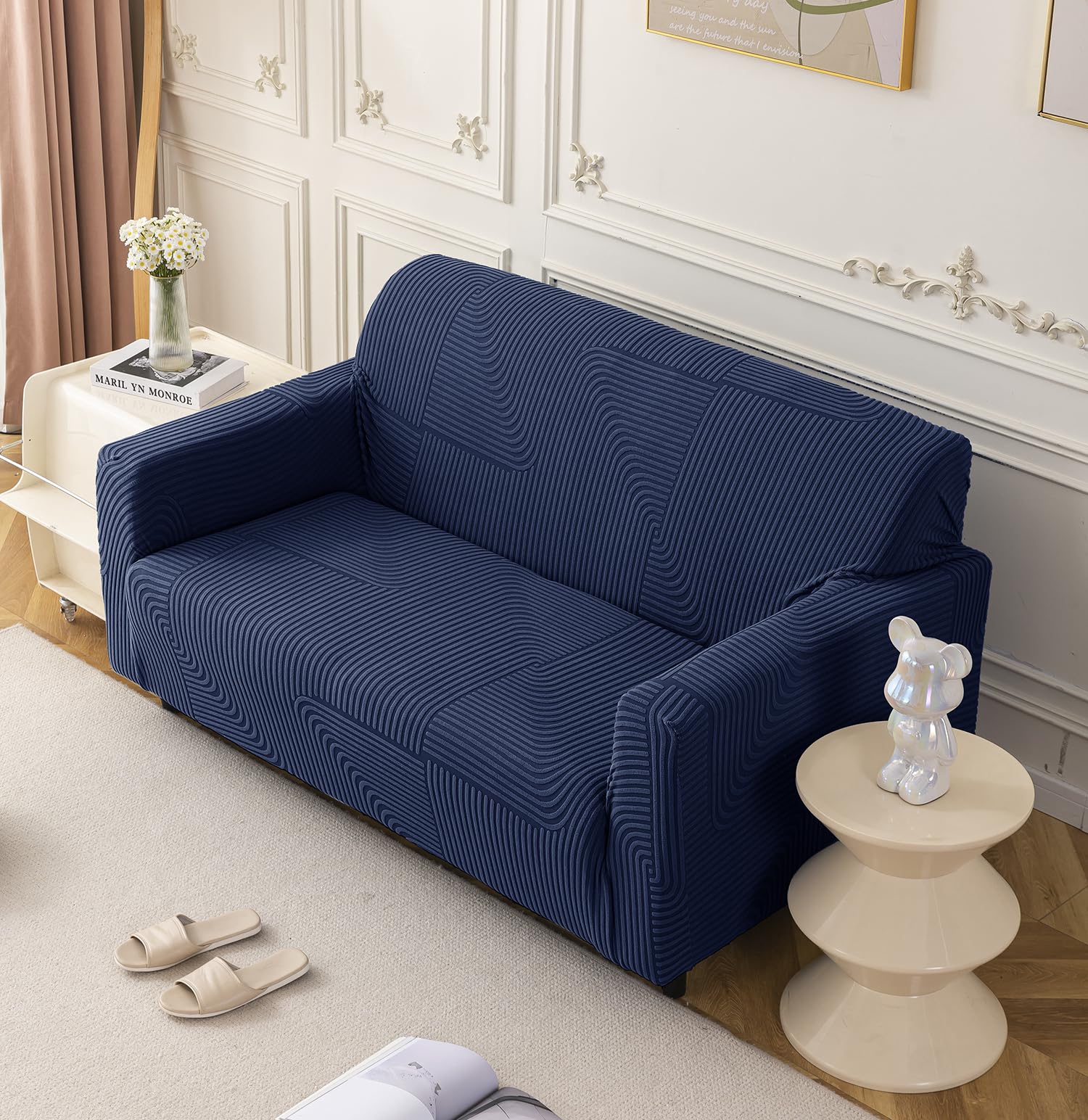 Universal Jacquard Thickened Fabric Sofa Cover (Navy)