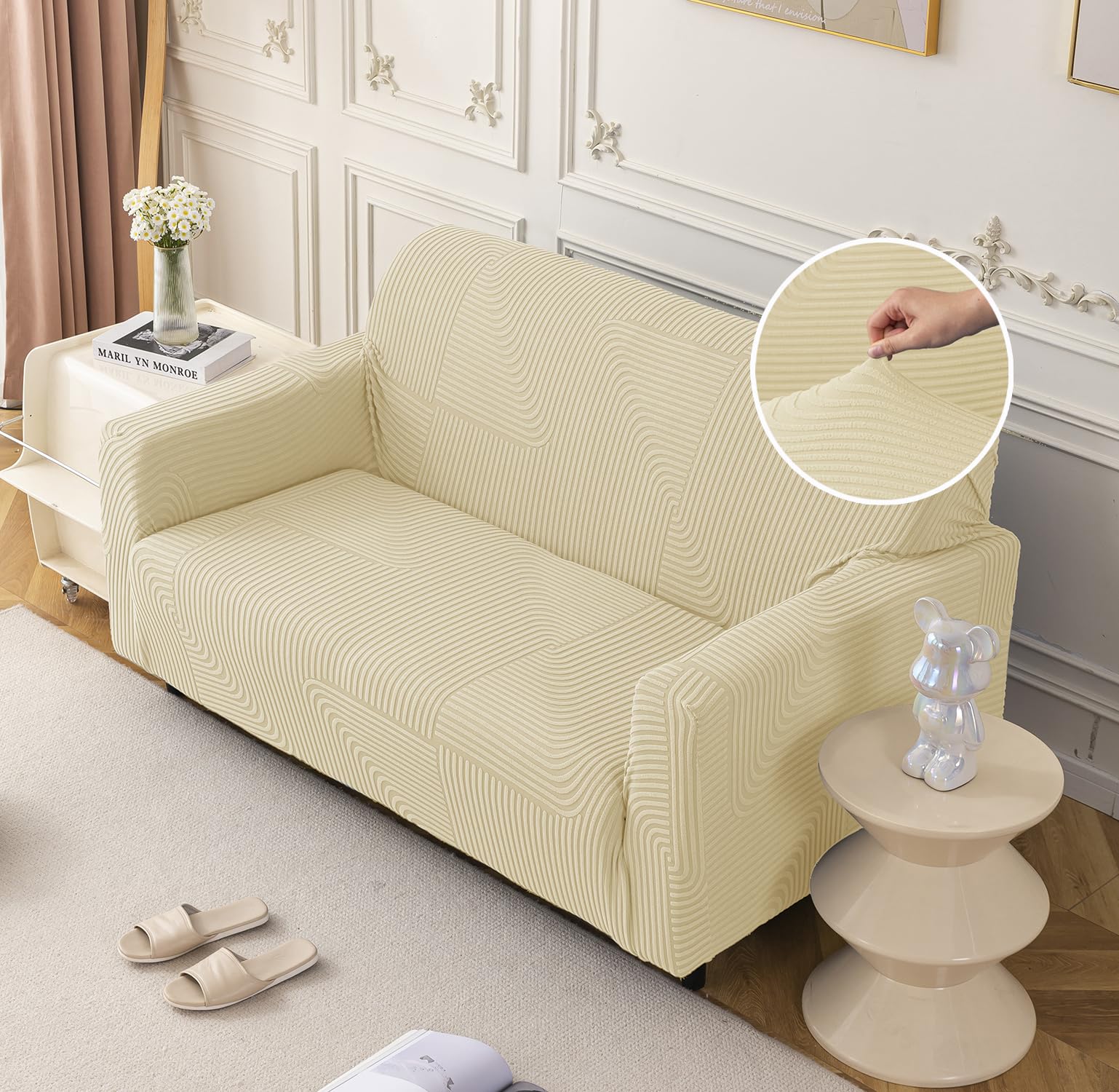 Universal Jacquard Thickened Fabric Sofa Cover (Beige)