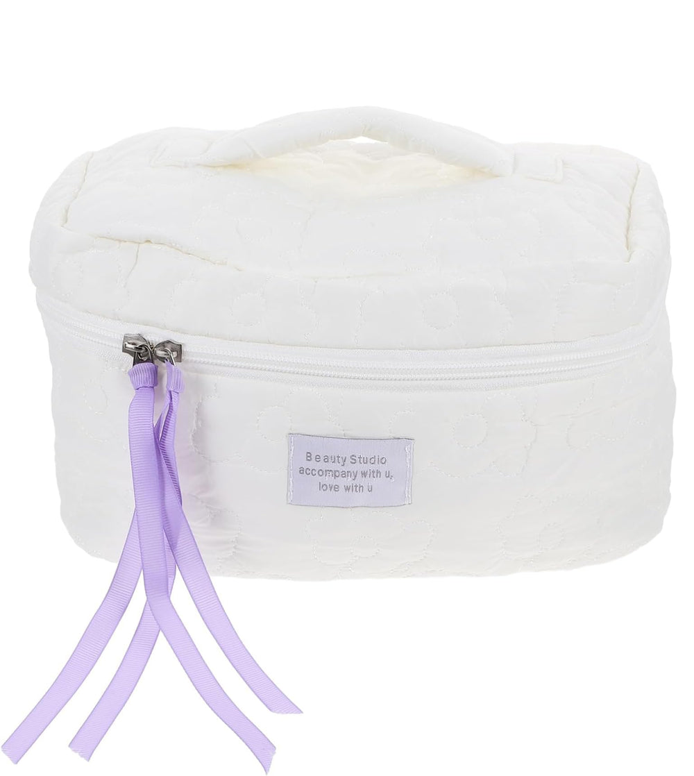 Flower Quilting Cloth Makeup Bag Travel Toiletry Bag with Handle Organizer