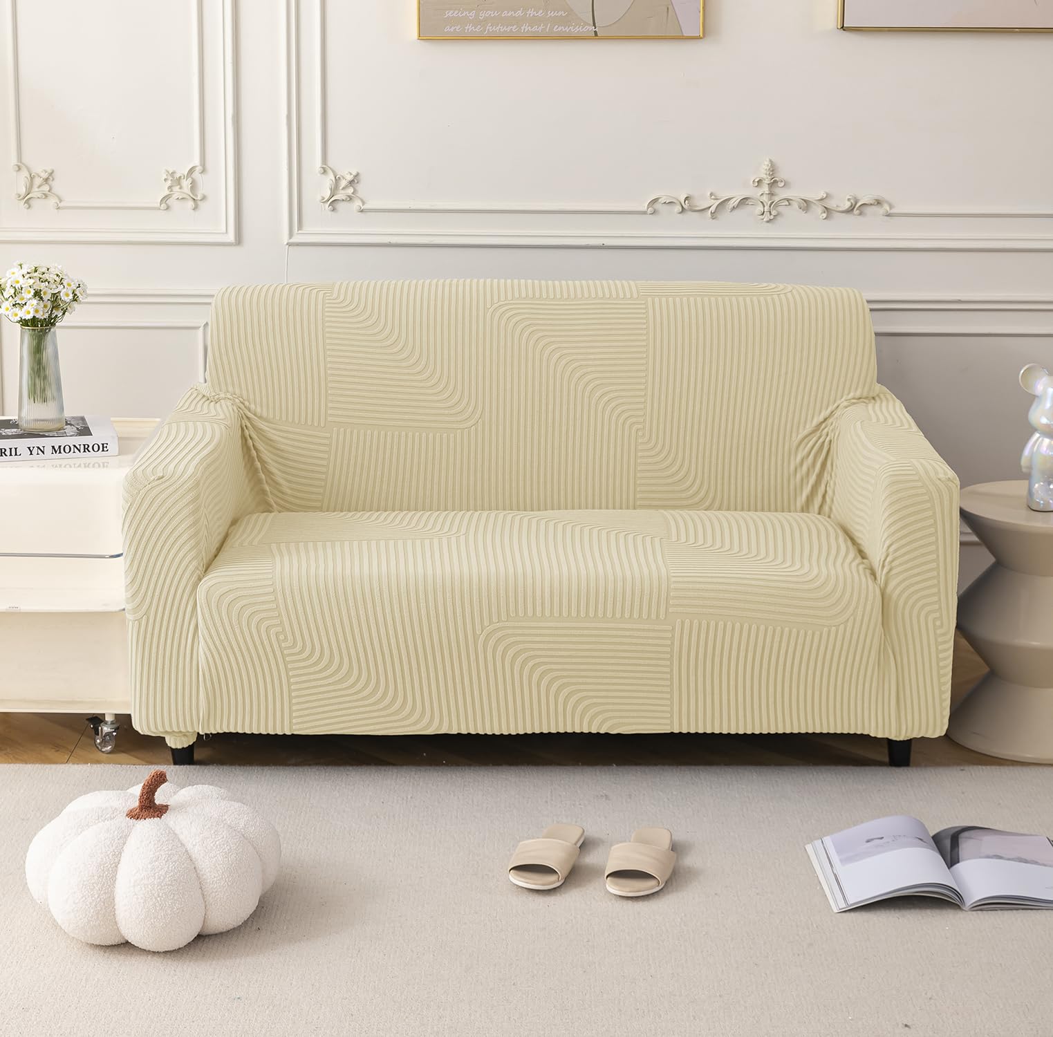 Universal Jacquard Thickened Fabric Sofa Cover (Beige)