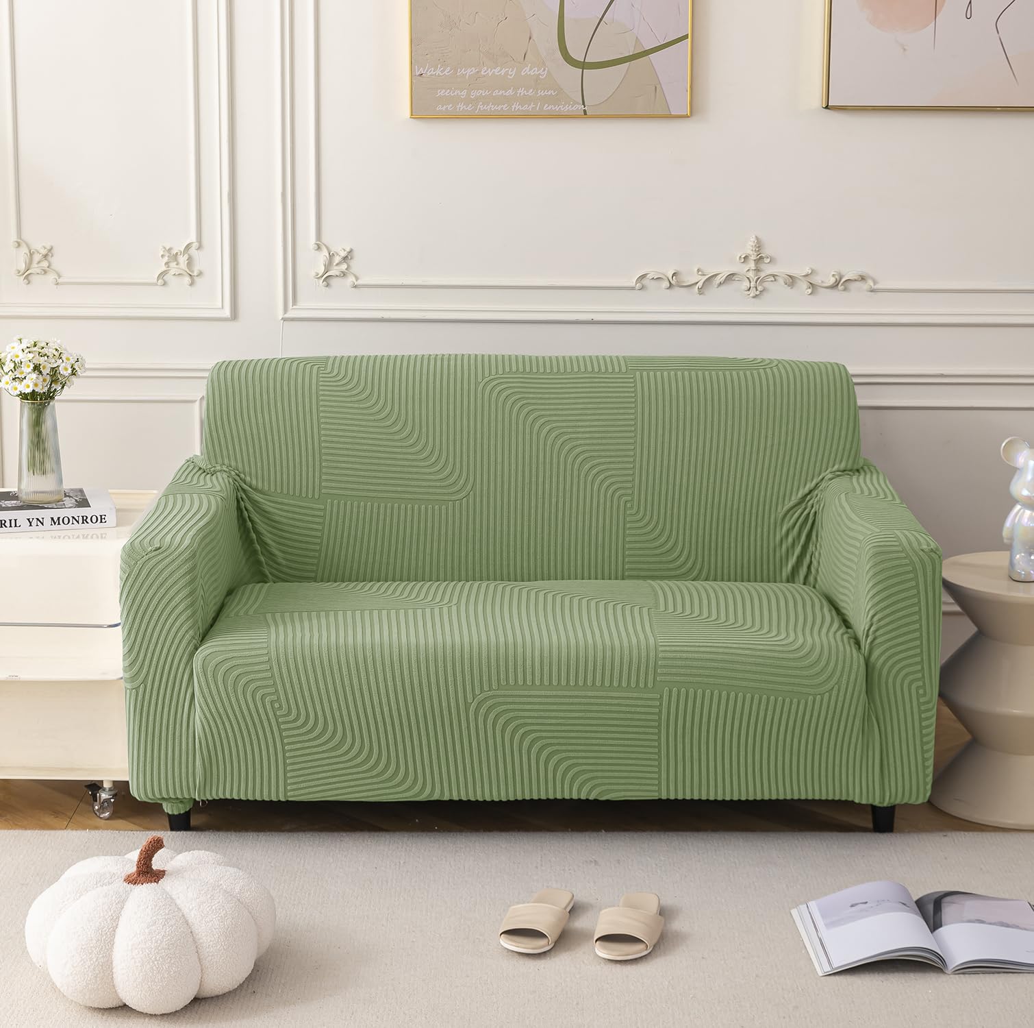 Universal Jacquard Thickened Fabric Sofa Cover (Green)