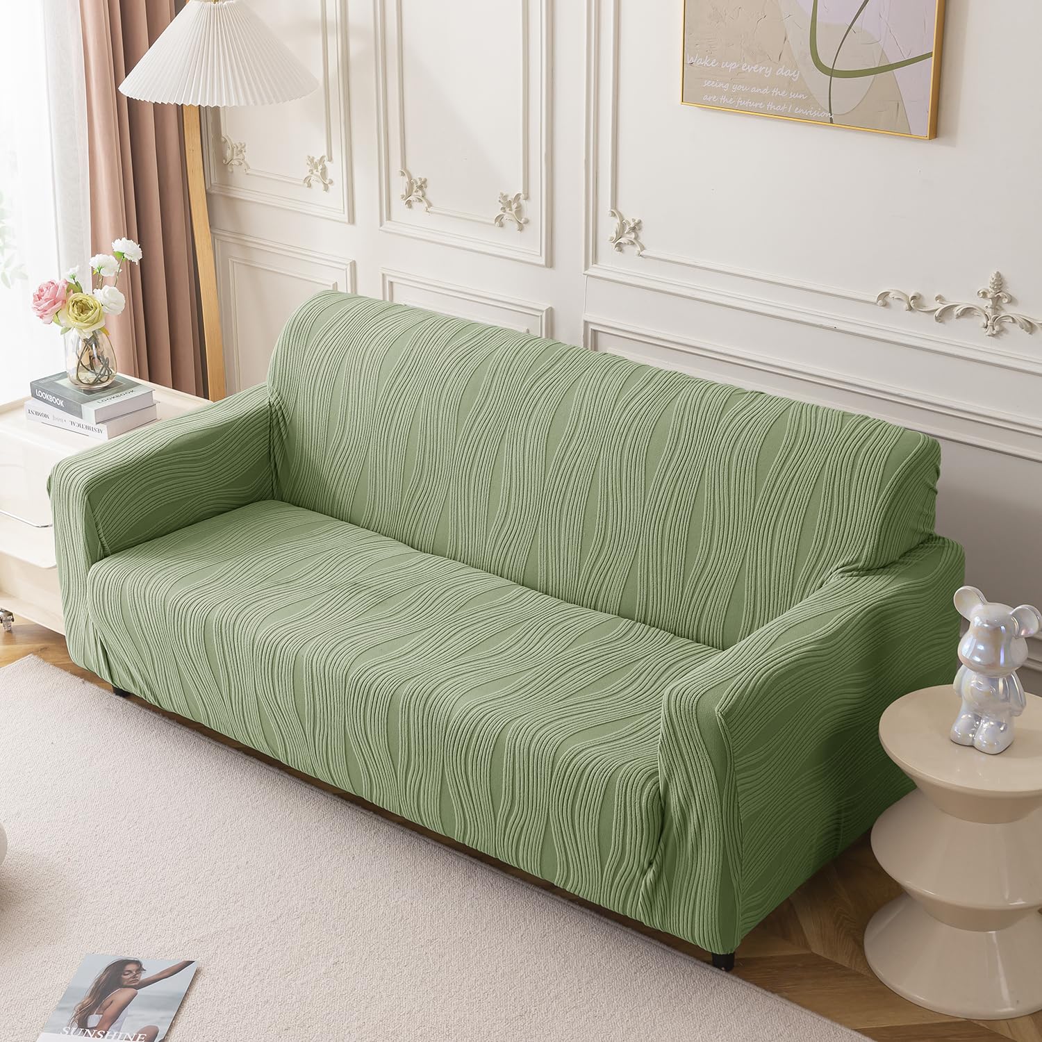 Universal Jacquard Crizzle Pattern Fabric Sofa Cover (Green)