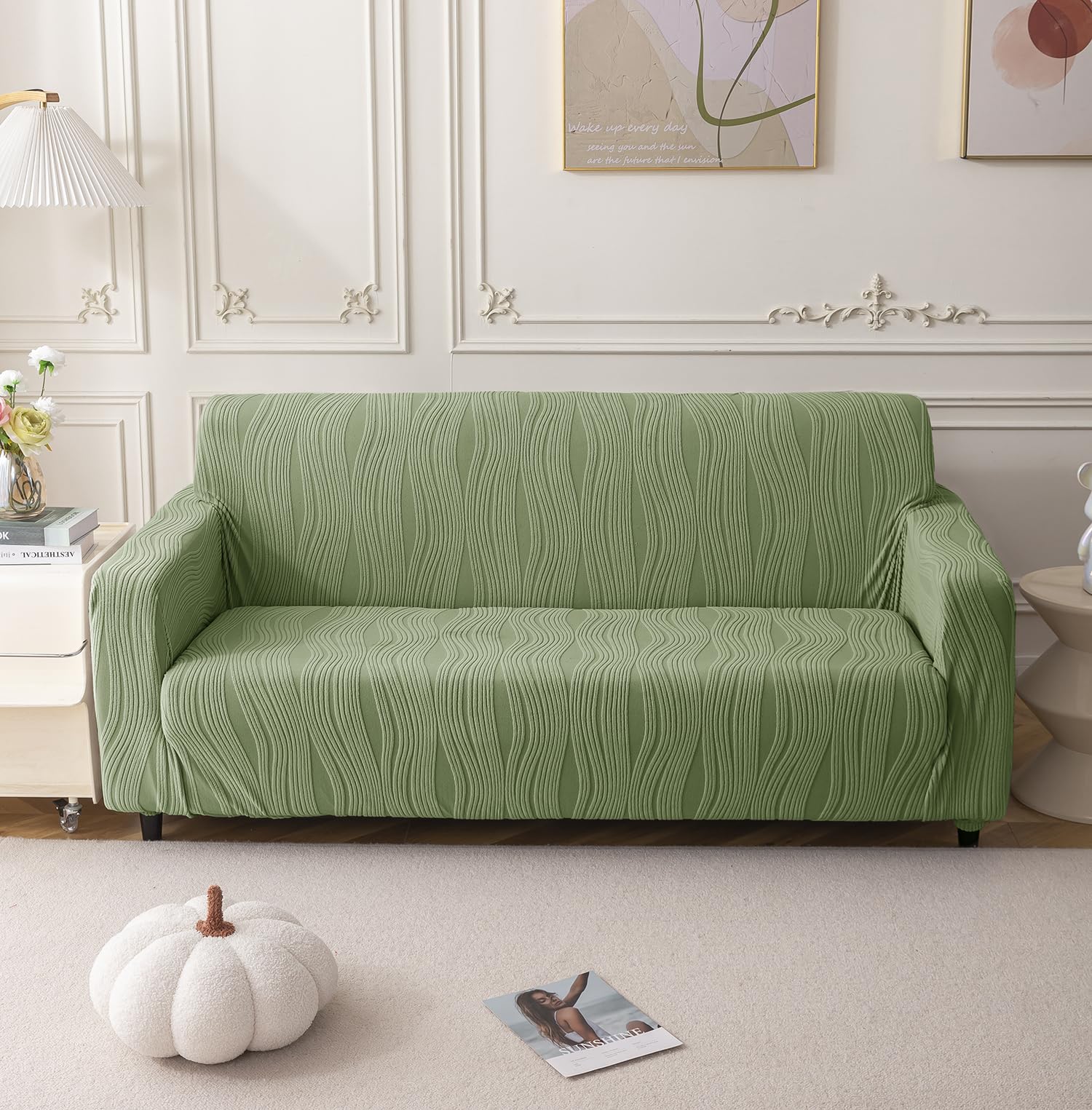 Universal Jacquard Crizzle Pattern Fabric Sofa Cover (Green)