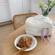 Flower Quilting Cloth Makeup Bag Travel Toiletry Bag with Handle Organizer