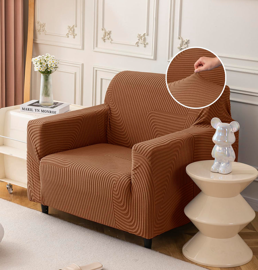 Universal Jacquard Thickened Fabric Sofa Cover (Camel)