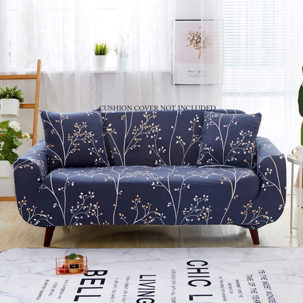 Polyester Spandex Printed Sofa Cover Big Elasticity Cover (Midnight Branch Grey)
