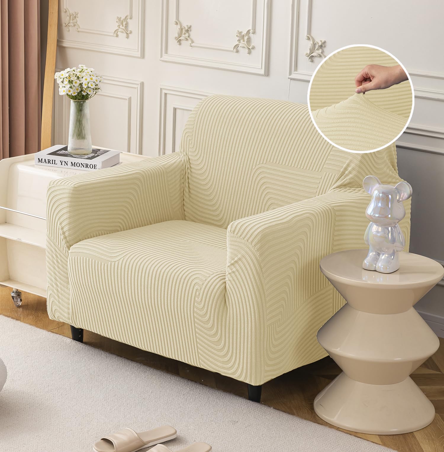 Universal Jacquard Thickened Fabric Sofa Cover (Beige)