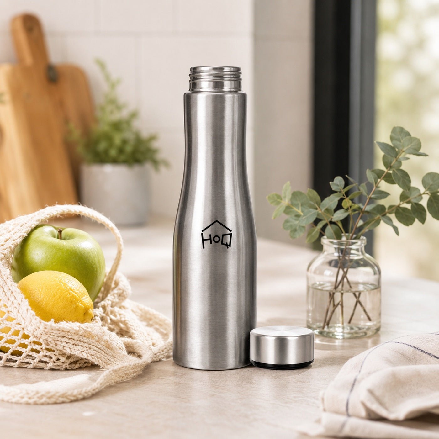 1 Litre Stainless Steel Water Bottle with Sipper Cap – Single Wall, Leak-Resistant Sports & Fridge Bottle (Silver)