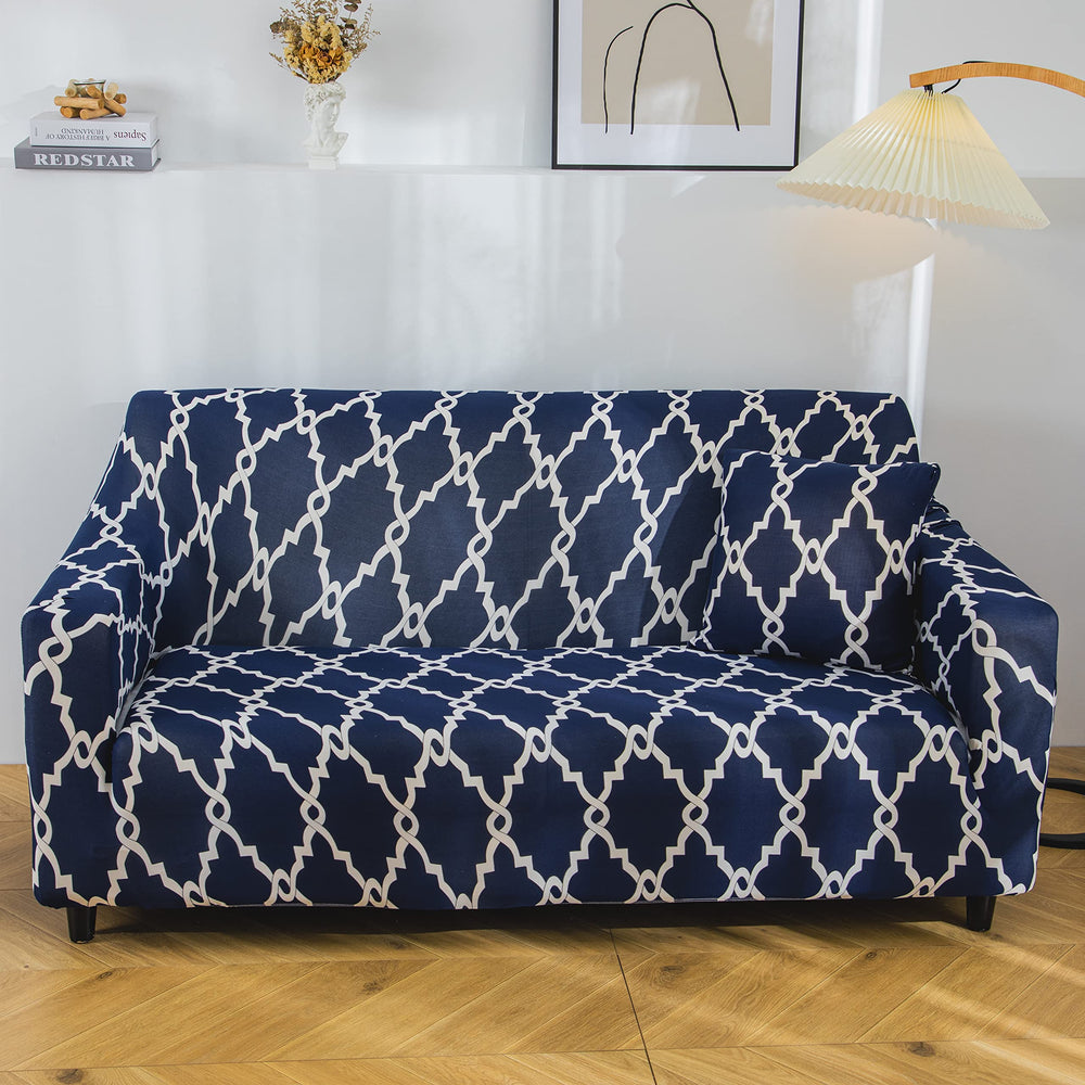 Polyester Spandex Printed Sofa Cover Big Elasticity Cover (Dark Blue Lantern)