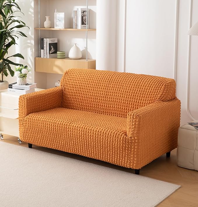 Stretch 280 GSM Turkish Bubble Sofa Slipcover (RUST)