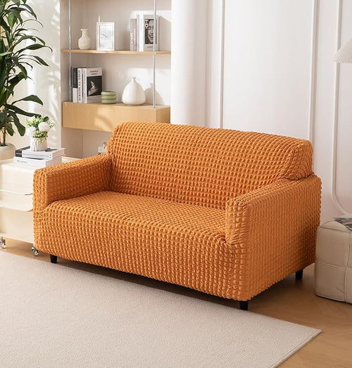 Stretch 280 GSM Turkish Bubble Sofa Slipcover (RUST)