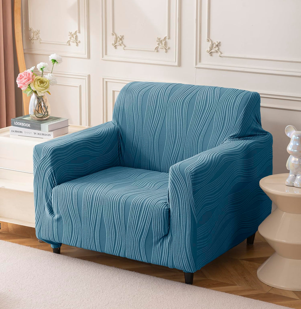 Universal Jacquard Crizzle Pattern Fabric Sofa Cover (Light Blue)