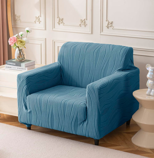 Universal Jacquard Crizzle Pattern Fabric Sofa Cover (Light Blue)
