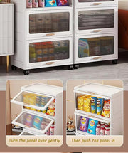 Foldable Storage Box ,Closet Organizers Plastic with doors and lids White 55 CM