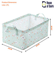 Store Wardrobe Organizer For Clothes With Metal Fram Foldable Storage Box (Green Flower)
