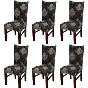 Elastic Chair Cover Stretch Removable Slipcover (Black Brown Motif)