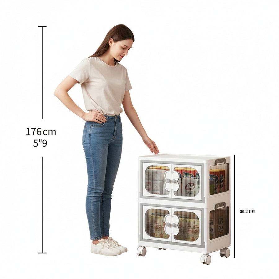 Storage Box Wardrobe with Wheels (45cm, White)