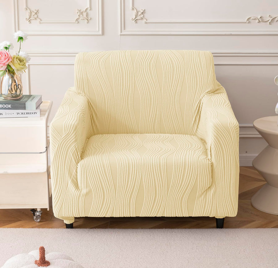 Universal Jacquard Crizzle Pattern Fabric Sofa Cover Soft Touching Cover (Beige)
