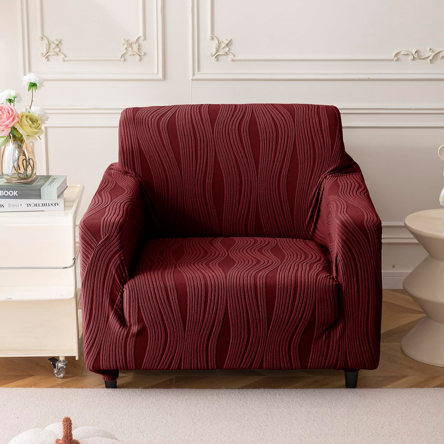 Universal Jacquard Crizzle Pattern Fabric Sofa Cover (Maroon)